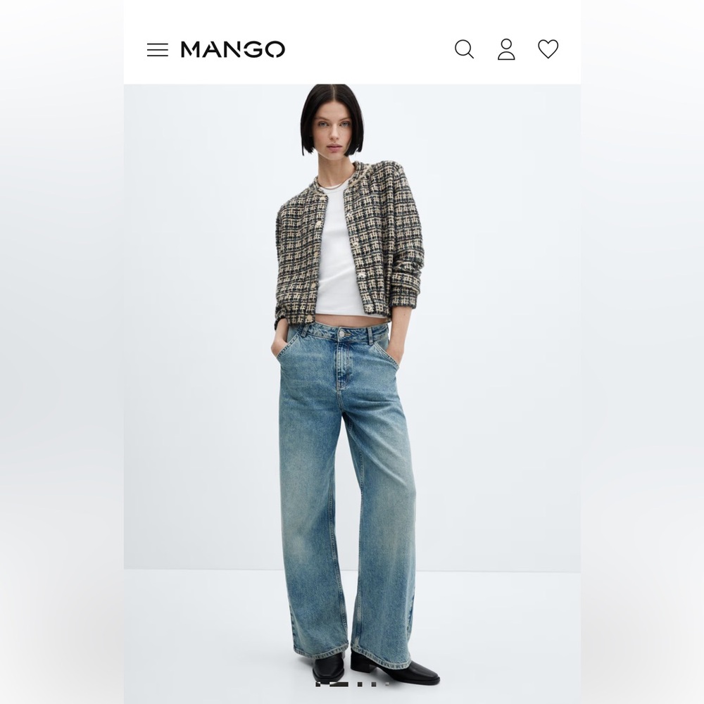 MANGO Dolors Tweed Bomber Jacket Small, NAVY - Picture 2 of 8